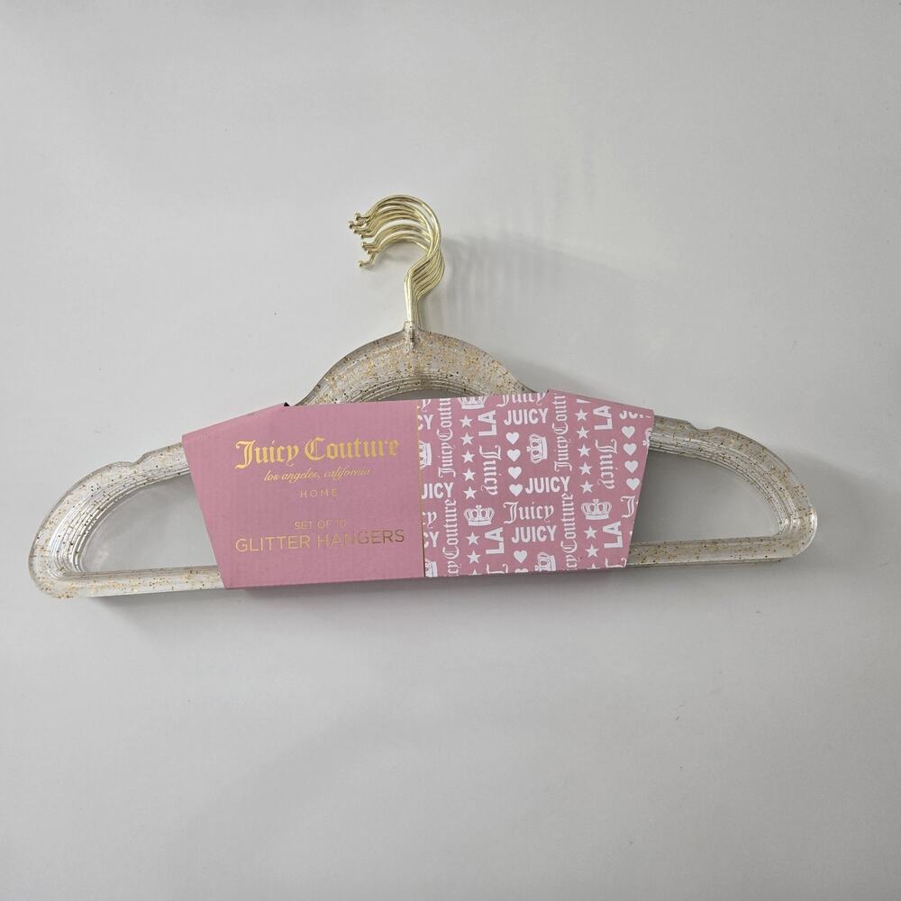 JUICY COUTURE HANGERS JUICY COUTURE GOLD GLITTER CLEAR HANGERS GOLD CONFETTI